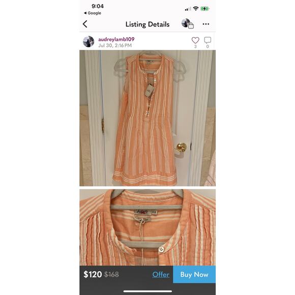 Faherty Isha Dress in Sepia Neutral Stripe, A32 - Picture 6 of 12